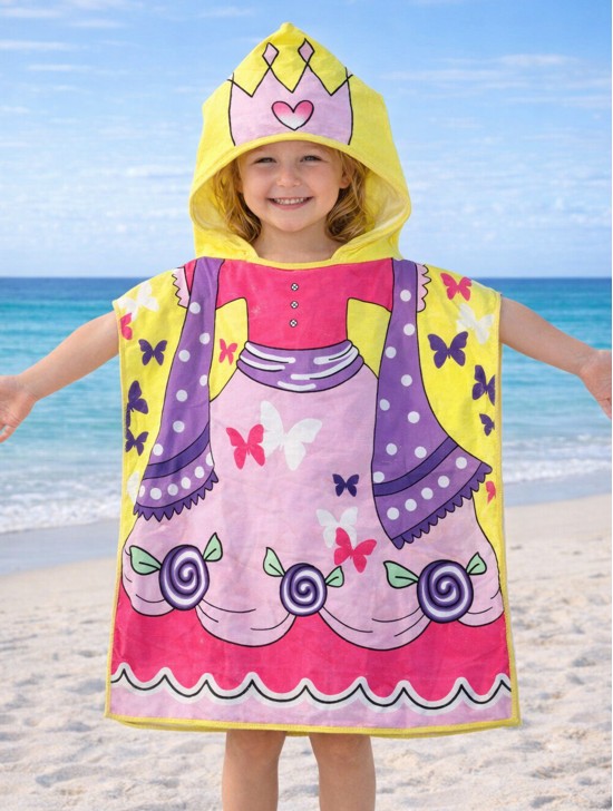 Kids Princess Patterned Hoodie Towel